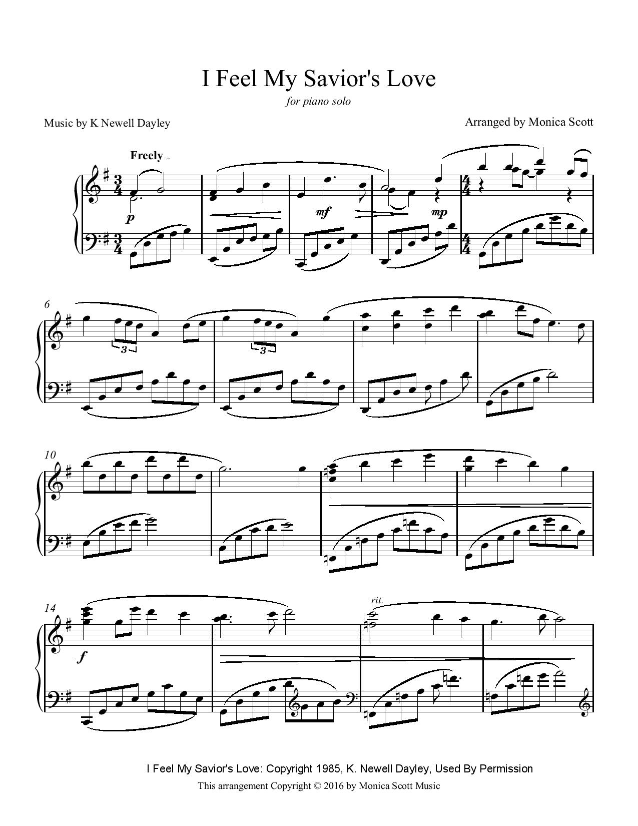 pianoloveです♡ I FEEL MY SAVIOR'S LOVE- PIANO SOLO – Monica Scott Music