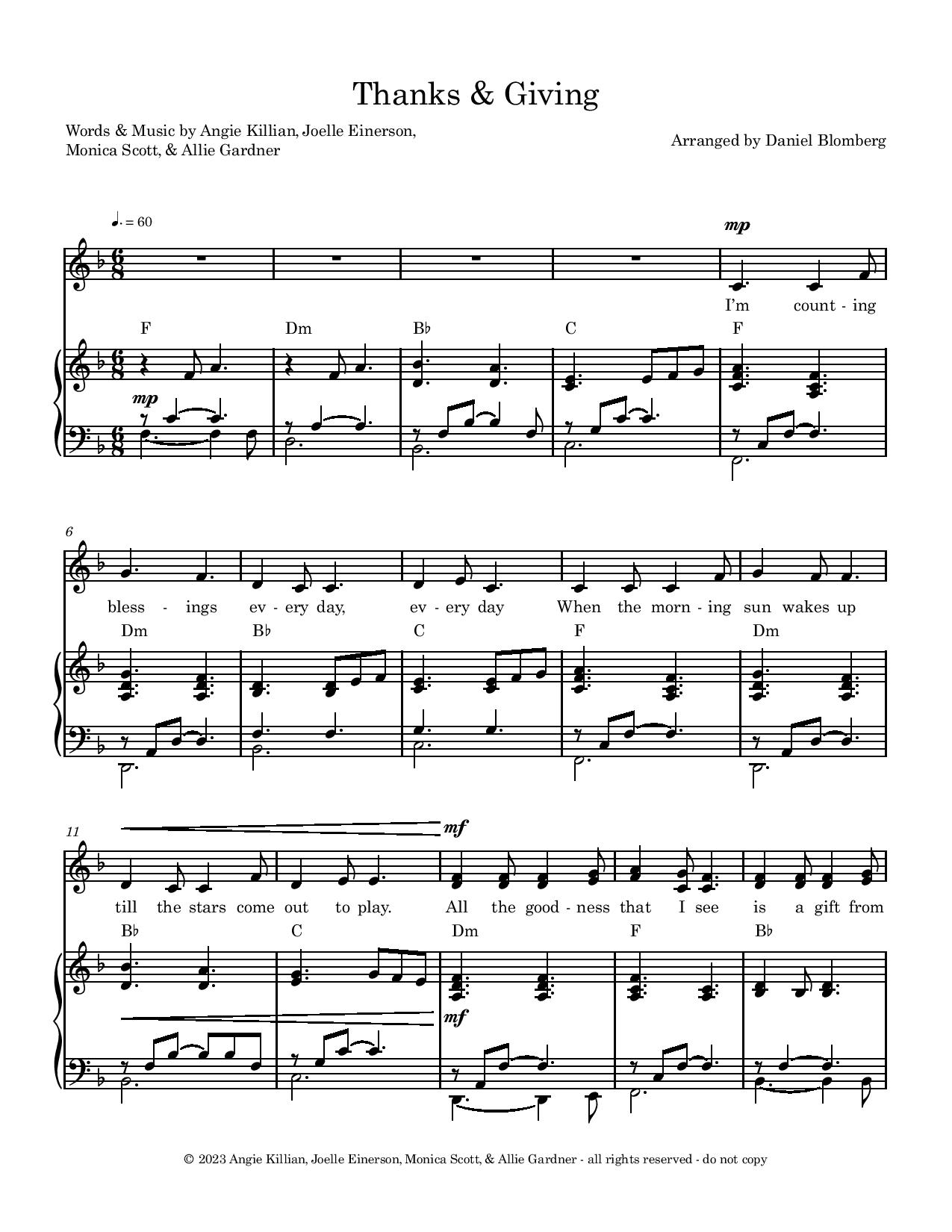 Thanks & Giving - Vocal Sheet Music (2 copies) - Image 2