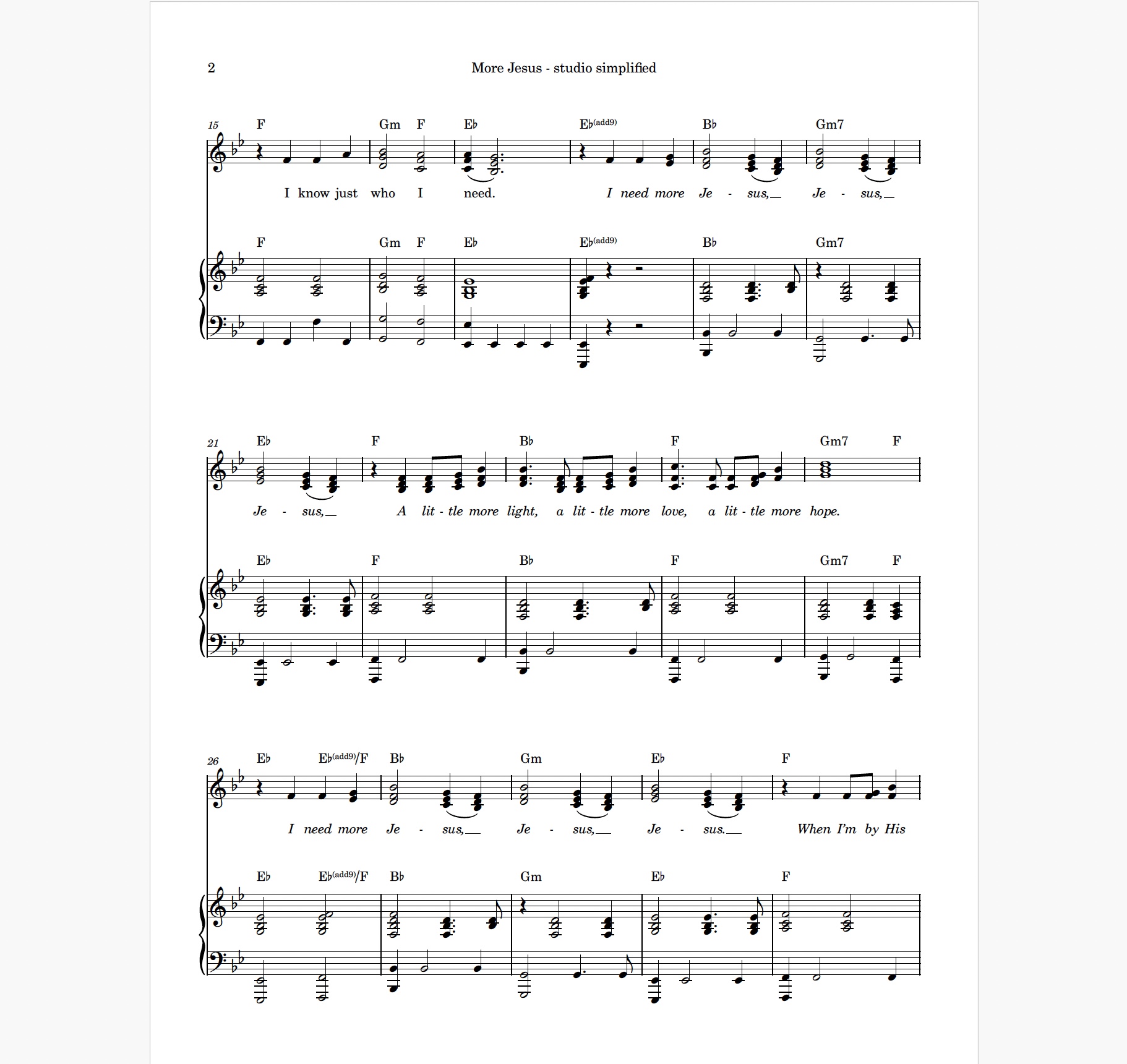More Jesus - vocal sheet music (2 copies) - Image 2